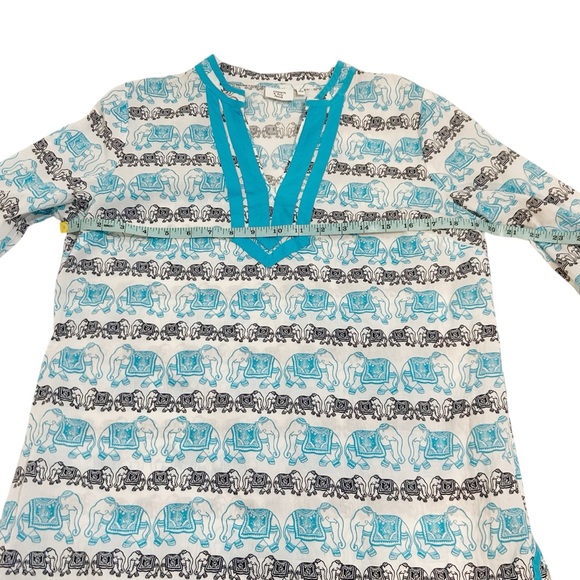 Crown & Ivy Beach Elephant Print Tunic Coverup White Blue & Black Size Small - Picture 6 of 10